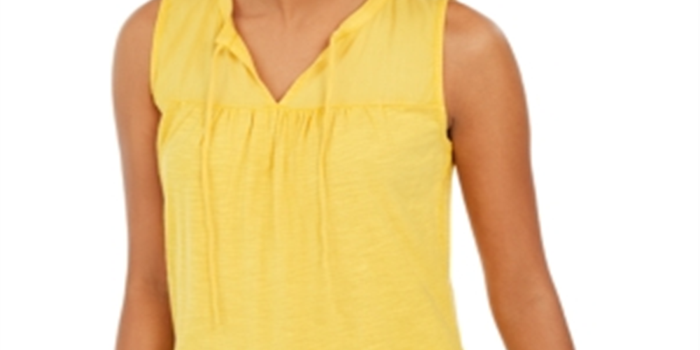 Style & Co Women's Cotton Sleeveless Peasant Top Yellow Size Medium