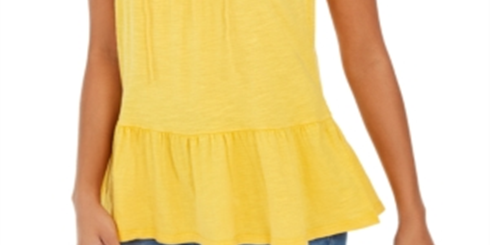 Style & Co Women's Cotton Sleeveless Peasant Top Yellow Size Medium