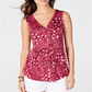 Style & Co Women's Pleated V Neck Blouse Purple Size X-Small