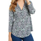 Charter Club Women's Curved Hem Paisley 3/4 Sleeve Surplice Neckline Wear to Work Top Green Size Small
