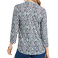 Charter Club Women's Curved Hem Paisley 3/4 Sleeve Surplice Neckline Wear to Work Top Green Size Small