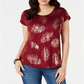 Style & Co Women's Dolman Graphic T-Shirt Red Size PP