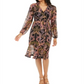 Thalia Sodi Women's Printed Surplice Peasant Dress Black Size Large