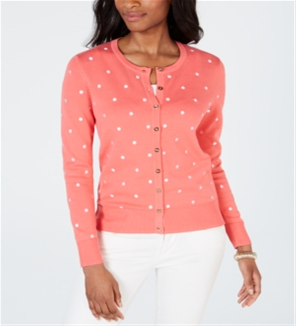 Charter Club Women's Printed Button Down Cardigan Pink Size X-Large