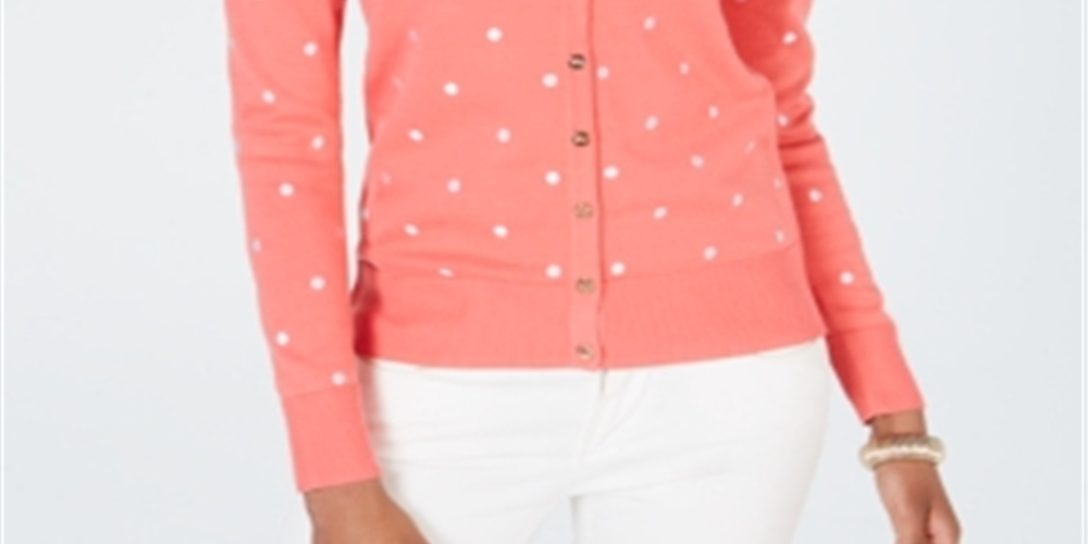 Charter Club Women's Printed Button Down Cardigan Pink Size X-Large