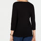 Karen Scott Women's Cotton Beaded Tee Black Size Petite Small