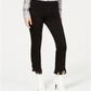 INC International Concepts Women's Curvy Fringe Hem Button Front Straight Leg Jeans Black Size 2