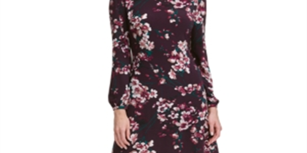 Tommy Hilfiger Women's Floral Jersey a Line Dress Purple Size 4