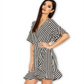 Ax Paris Women's Striped Wrap Mini Dress Navy Size 10