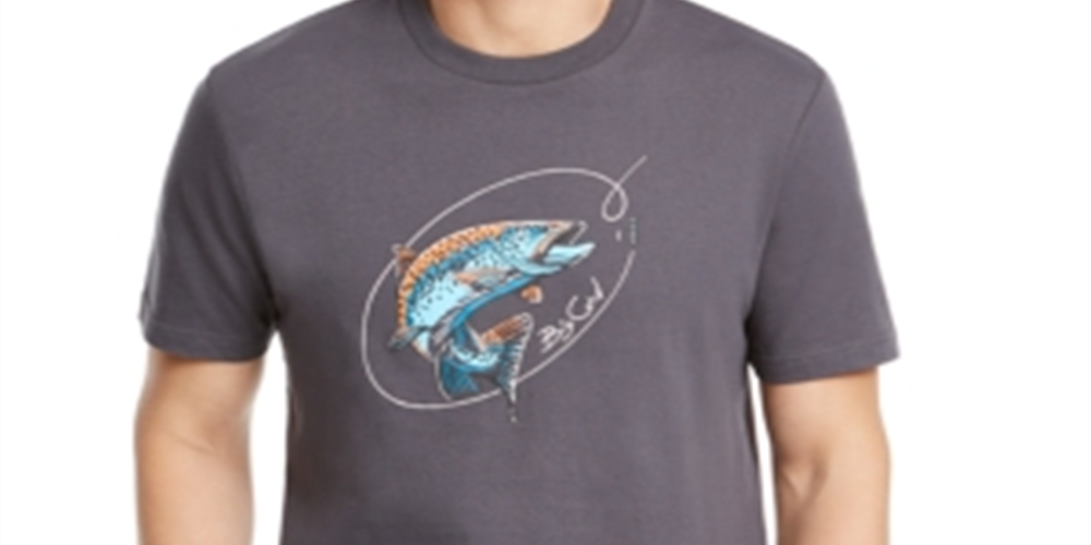 Club Room Men's Big Catch Graphic T-Shirt Gray Size Small