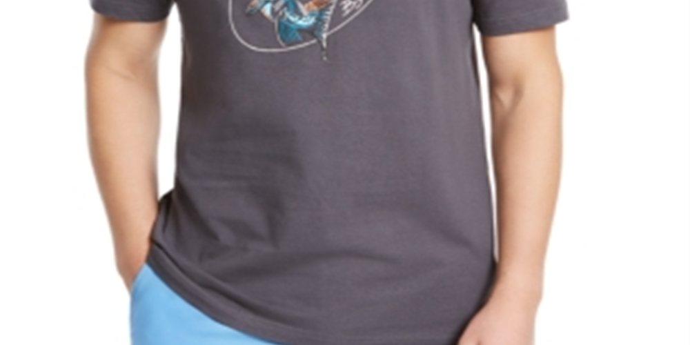 Club Room Men's Big Catch Graphic T-Shirt Gray Size Small