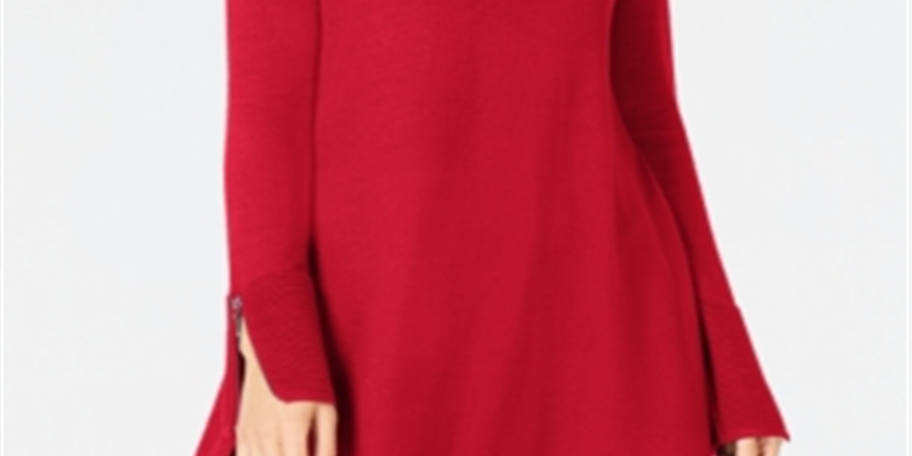 Alfani Women's Ribbed Tunic Sweater Red Size X-Small