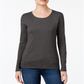 Charter Club Women's Pima Cotton Long Sleeve Top Gray Size XX-Large