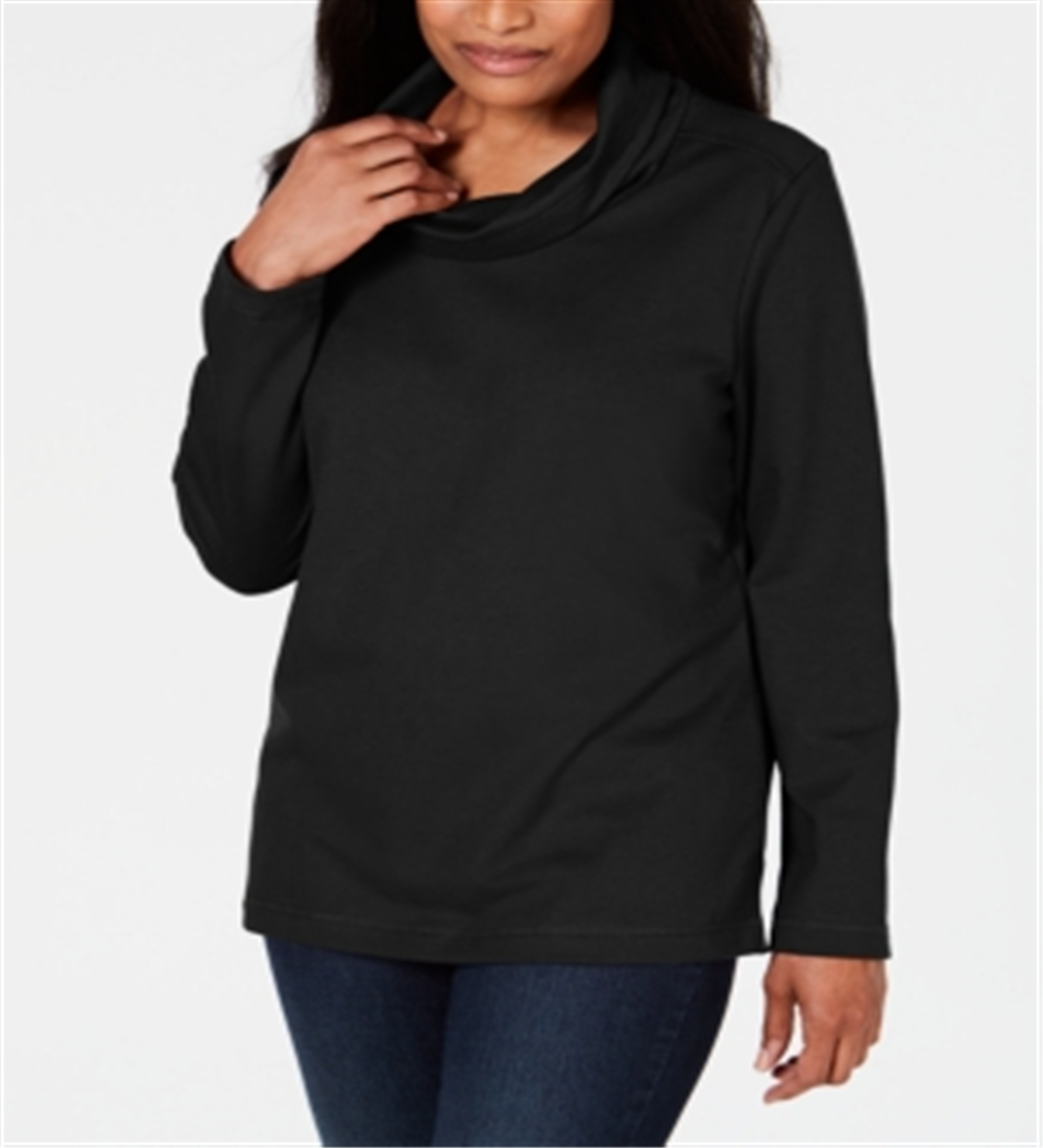Karen Scott Women's Sport Cowl Neck Top Black Size XX-Large