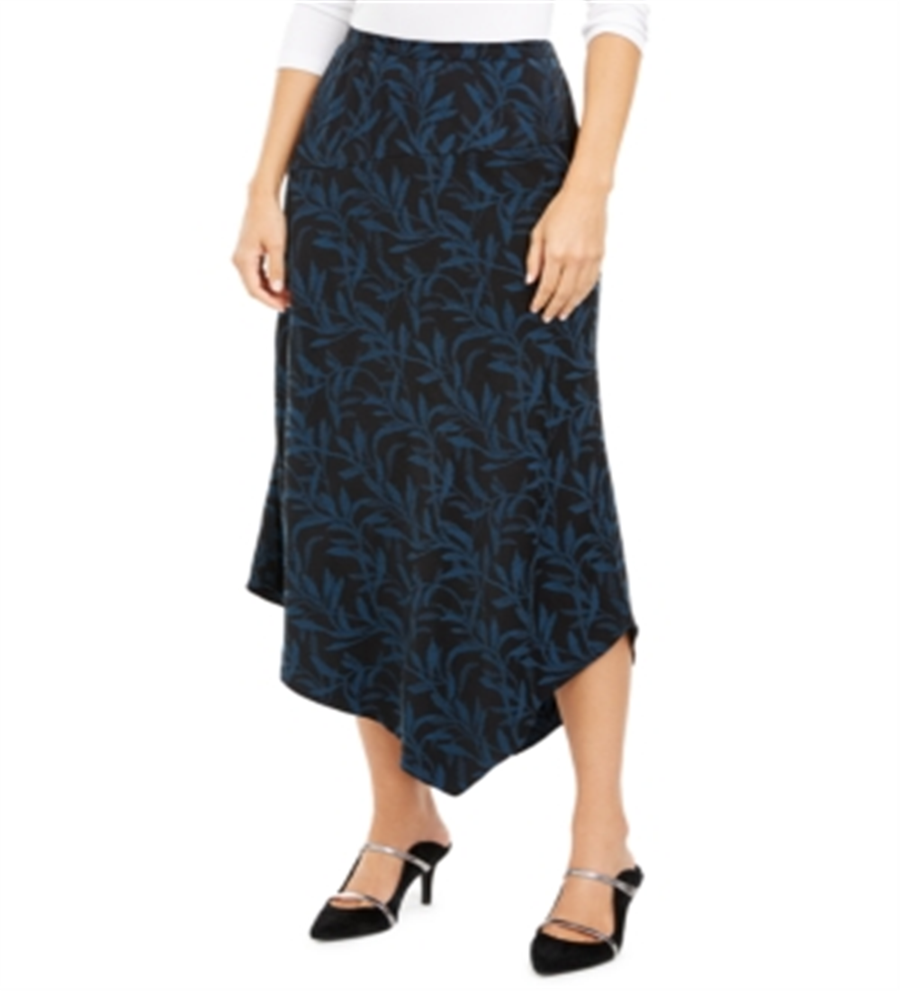 Alfani Women's Printed Asymmetrical MIDI Skirt Green Size 4