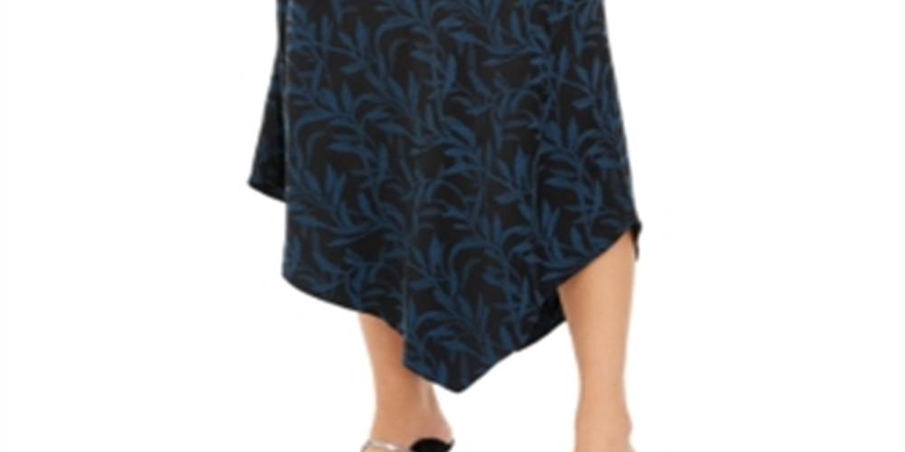 Alfani Women's Printed Asymmetrical MIDI Skirt Green Size 4