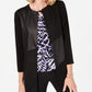 Kasper Women's 3/4 Sleeve Open Cardigan Sweater Black Size X-Small