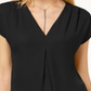 INC International Concepts Women's Pleated Top -BlackSize Petite M