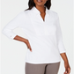 Karen Scott Women's Cotton Eyelet Yoke Top White Size Medium