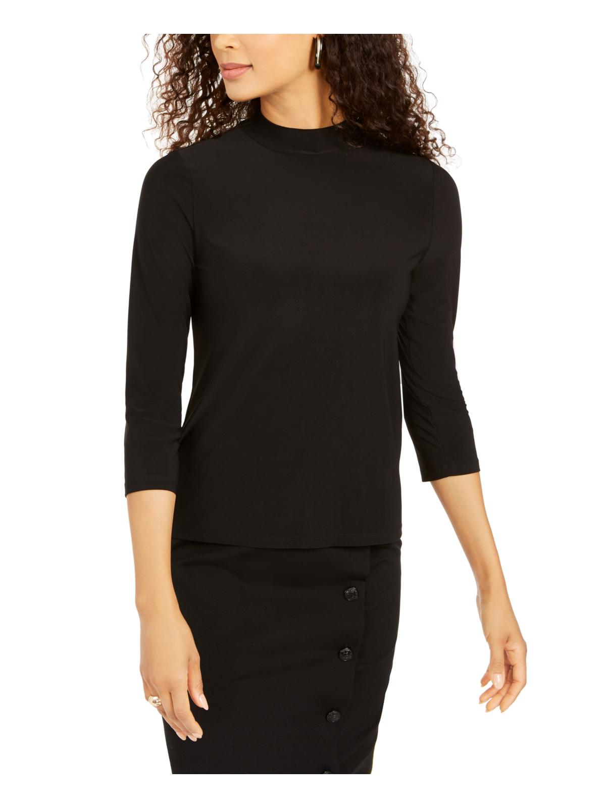 Kasper Women's Turtleneck Long Sleeve Top Black Size Petite L