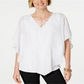 JM Collection Women's Embroidered Poncho Top White Size Petite XL