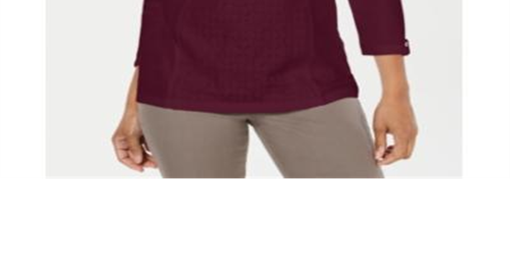 Karen Scott Women's Lace Front Henley Top Red Size Medium