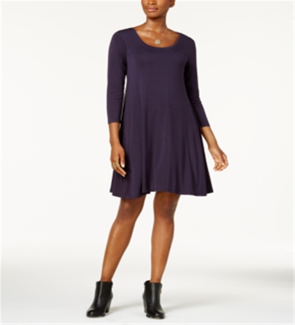 Style & Co Women's Swing Dress Darl Grape Size Petite S