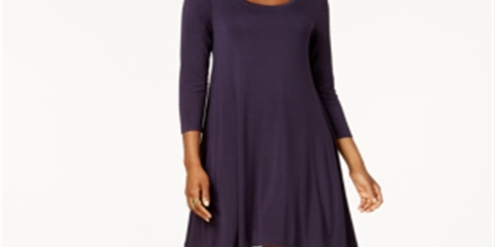 Style & Co Women's Swing Dress Darl Grape Size Petite S