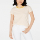 Maison Jules Women's Crewneck Ringer T-Shirt Yellow Size Medium