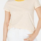 Maison Jules Women's Crewneck Ringer T-Shirt Yellow Size Medium