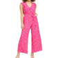 Charter Club Women's Printed Belted Jumpsuit Pink Size 6