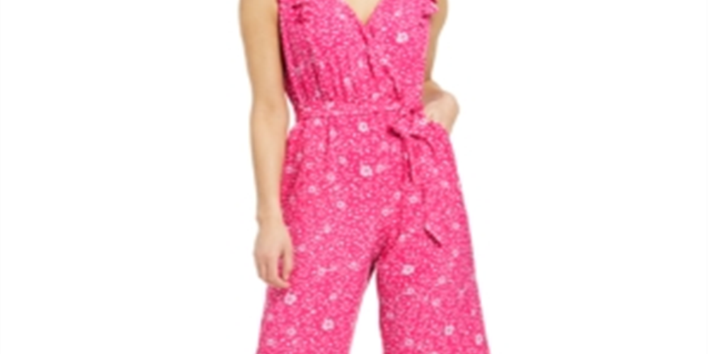 Charter Club Women's Printed Belted Jumpsuit Pink Size 6
