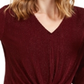 Alfani Women's Metallic Striped Knot Front Top Red Size Petite Medium