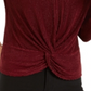 Alfani Women's Metallic Striped Knot Front Top Red Size Petite Medium