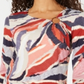 JM Collection Women's Printed Asymmetrical Top Red Multi Size Petite S