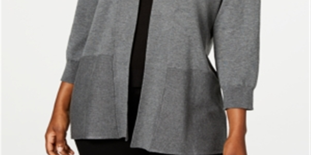 Karen Scott Women's Open-Front Cardigan Gray Size X-Large