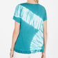 Style & Co Women's Turquoise Short Sleeve Top Black Multi Size X-Large