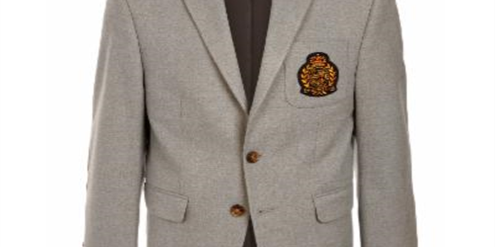 Ralph Lauren Big Boy's Solid Sport Coat with Faux Suede Elbow Patches Gray Size 16