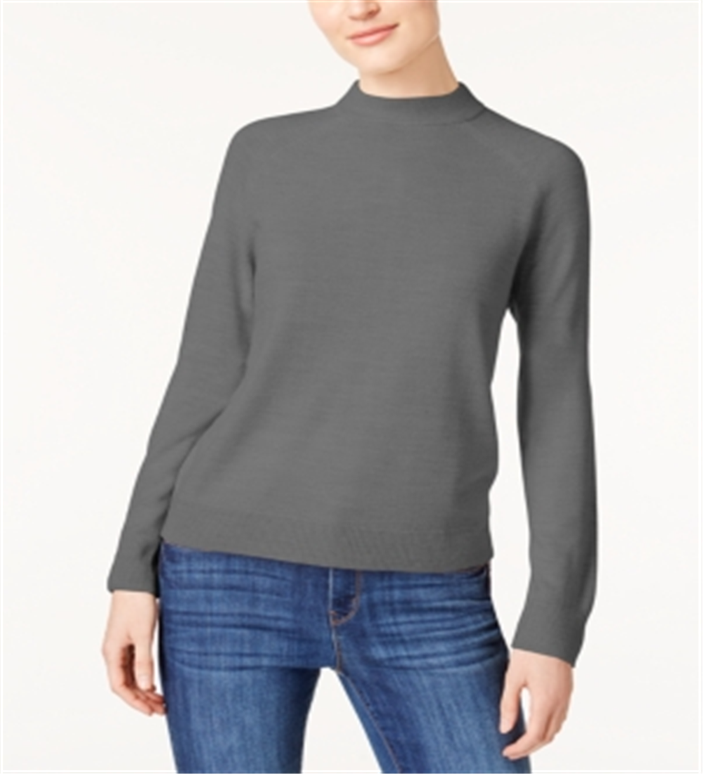 Karen Scott Women's Mock Neck Sweater Gray Petite Small