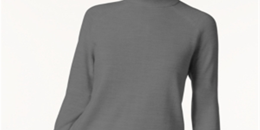Karen Scott Women's Mock Neck Sweater Gray Petite Small