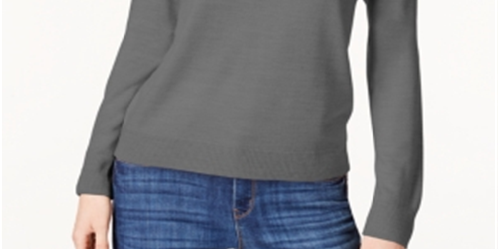 Karen Scott Women's Mock Neck Sweater Gray Petite Small