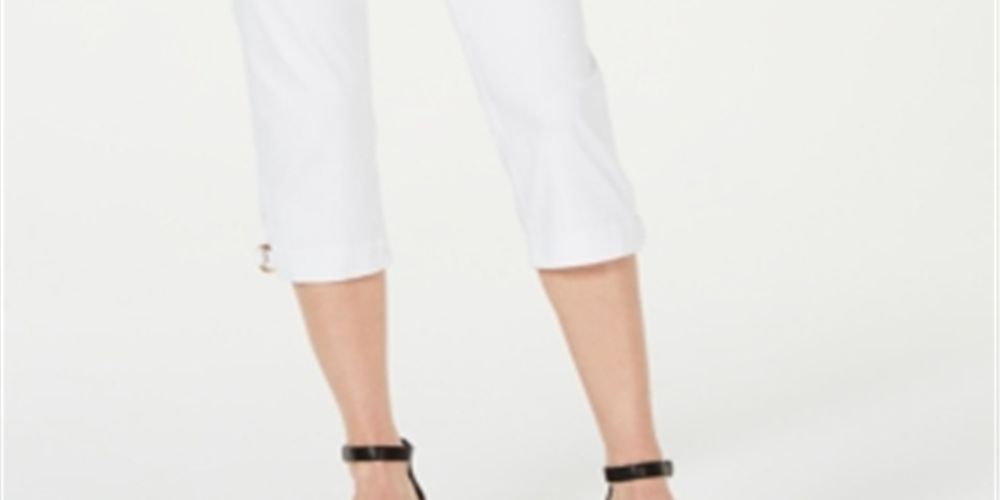 जेएम कलेक्शन विमेन डबल रिंग हेम कैपरी पैंट्स व्हाइट साइज़ एक्स्ट्रा-लार्ज