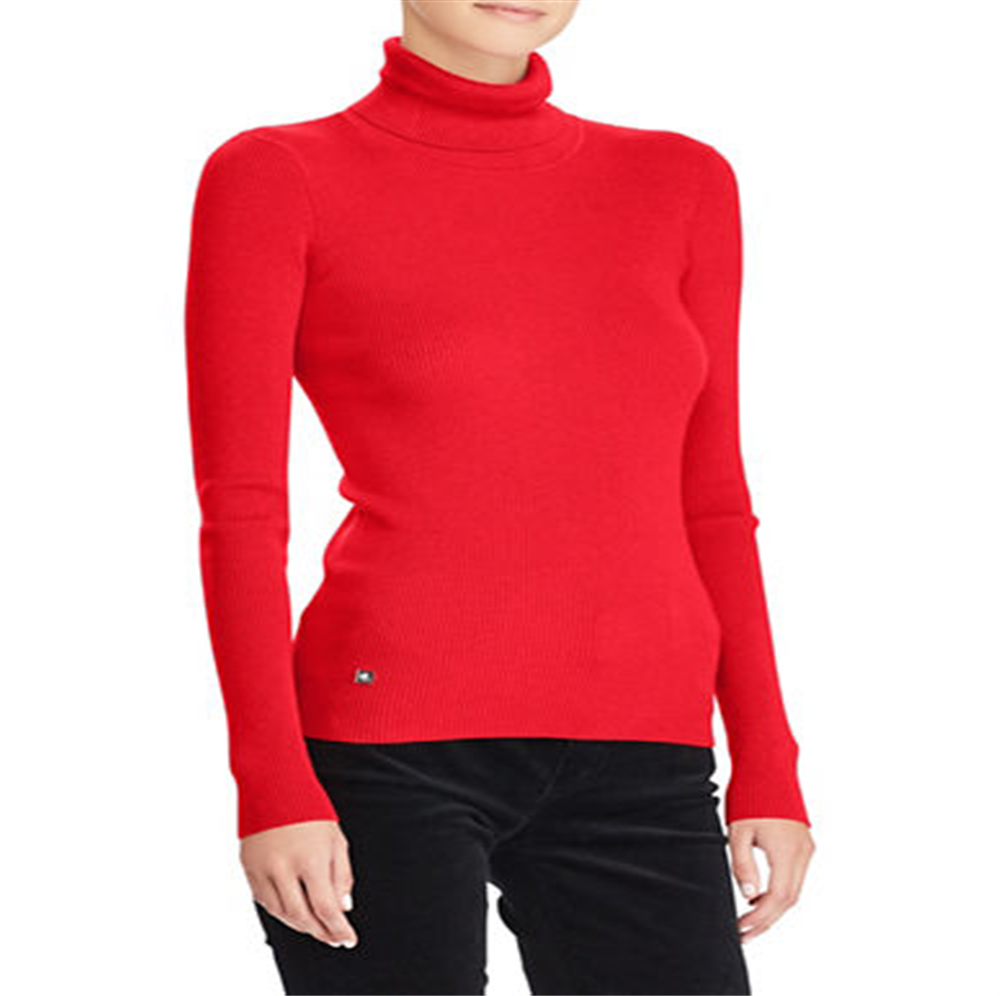 Ralph Lauren Women's Ribbed Turtleneck Sweater Red Size XL