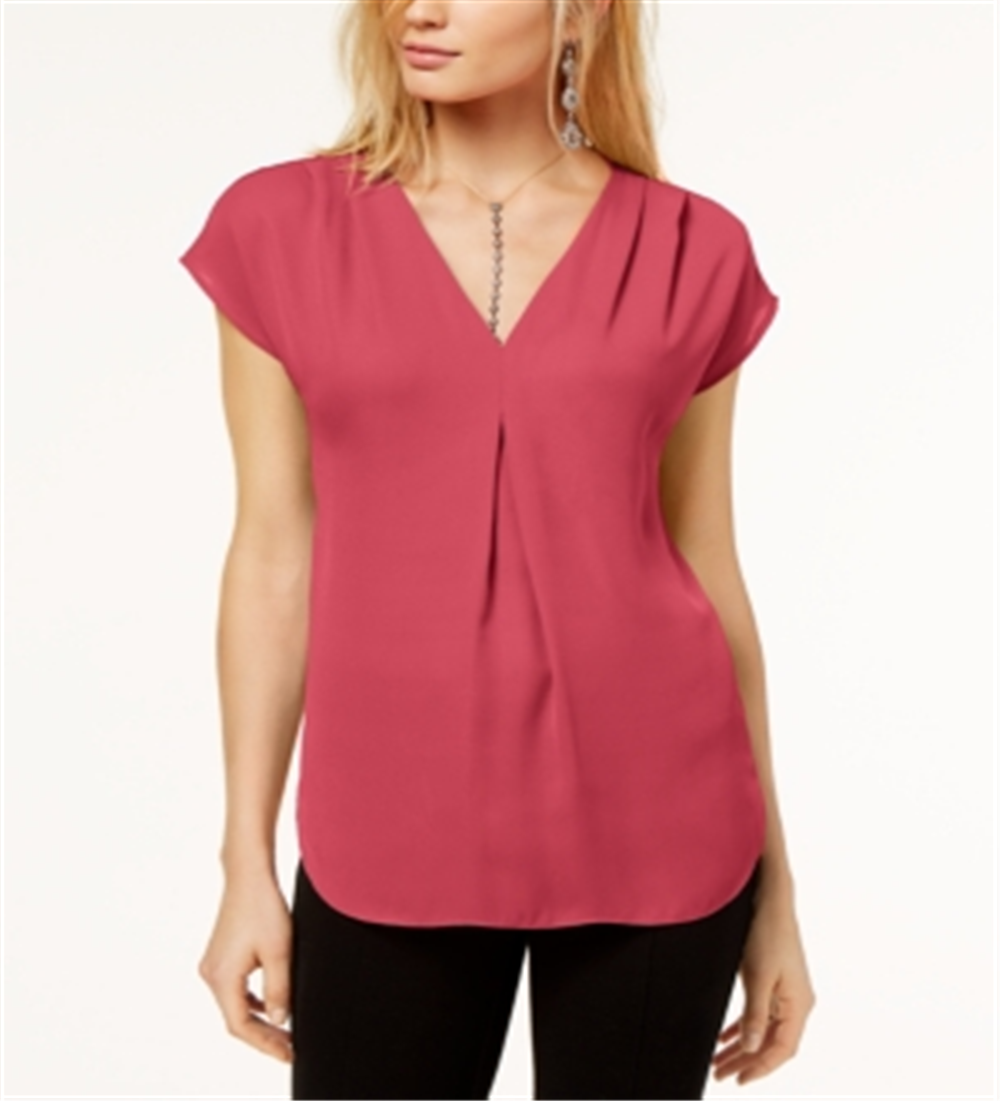 INC International Concepts Women's Pleated Top Polished Coral Size Petite S