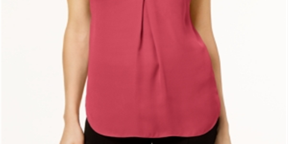 INC International Concepts Women's Pleated Top Polished Coral Size Petite S