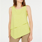 Alfani Women's Asymmetrical Overlay Top Green Size Petite L
