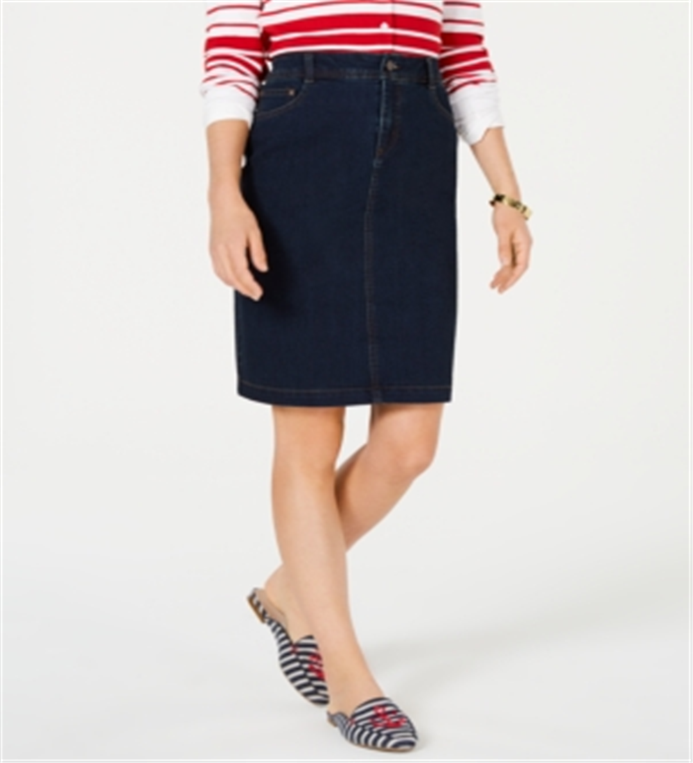 Charter Club Women's Tummy Control Denim Skirt Blue Size 2 Petite