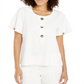 Alfani Women's Button Neck Flutter Sleeve Top White Size Large