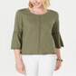 Style & Co Women's Crochet Trim Bell Sleeve Top Green Size Medium