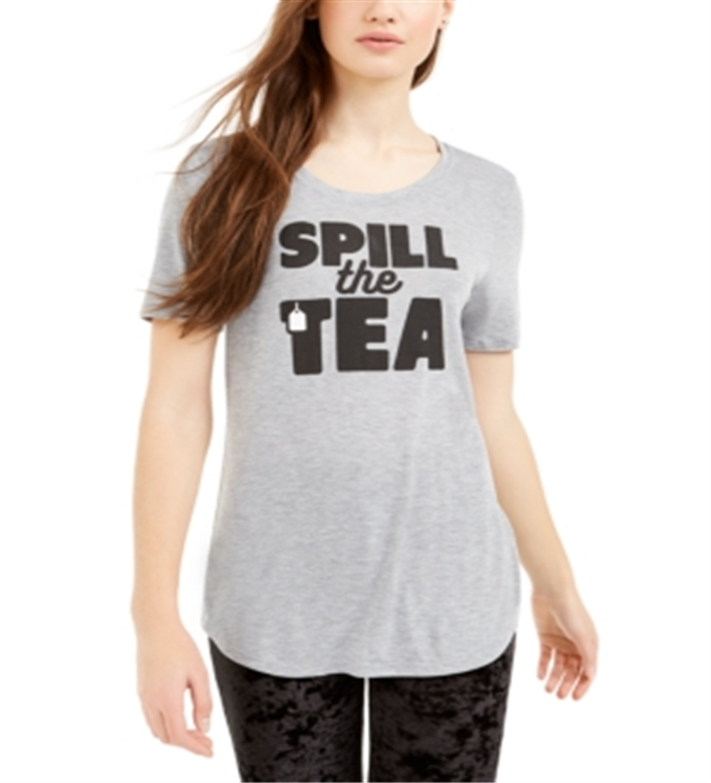 Love Tribe Junior's Spill the Tea Graphic T-Shirt Gray Size Small